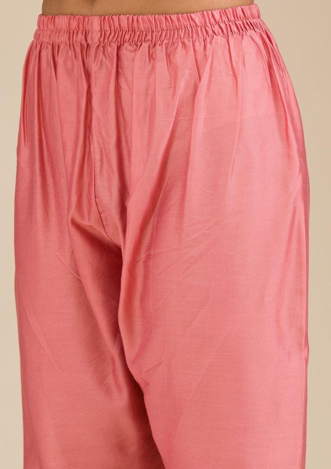 Peach Cording Chanderi Readymade Salwar Suit-koskii