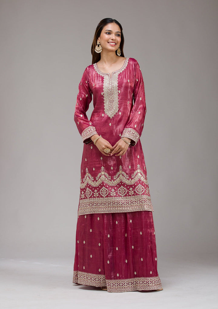 Brown Stonework Chiffon Saree-koskii