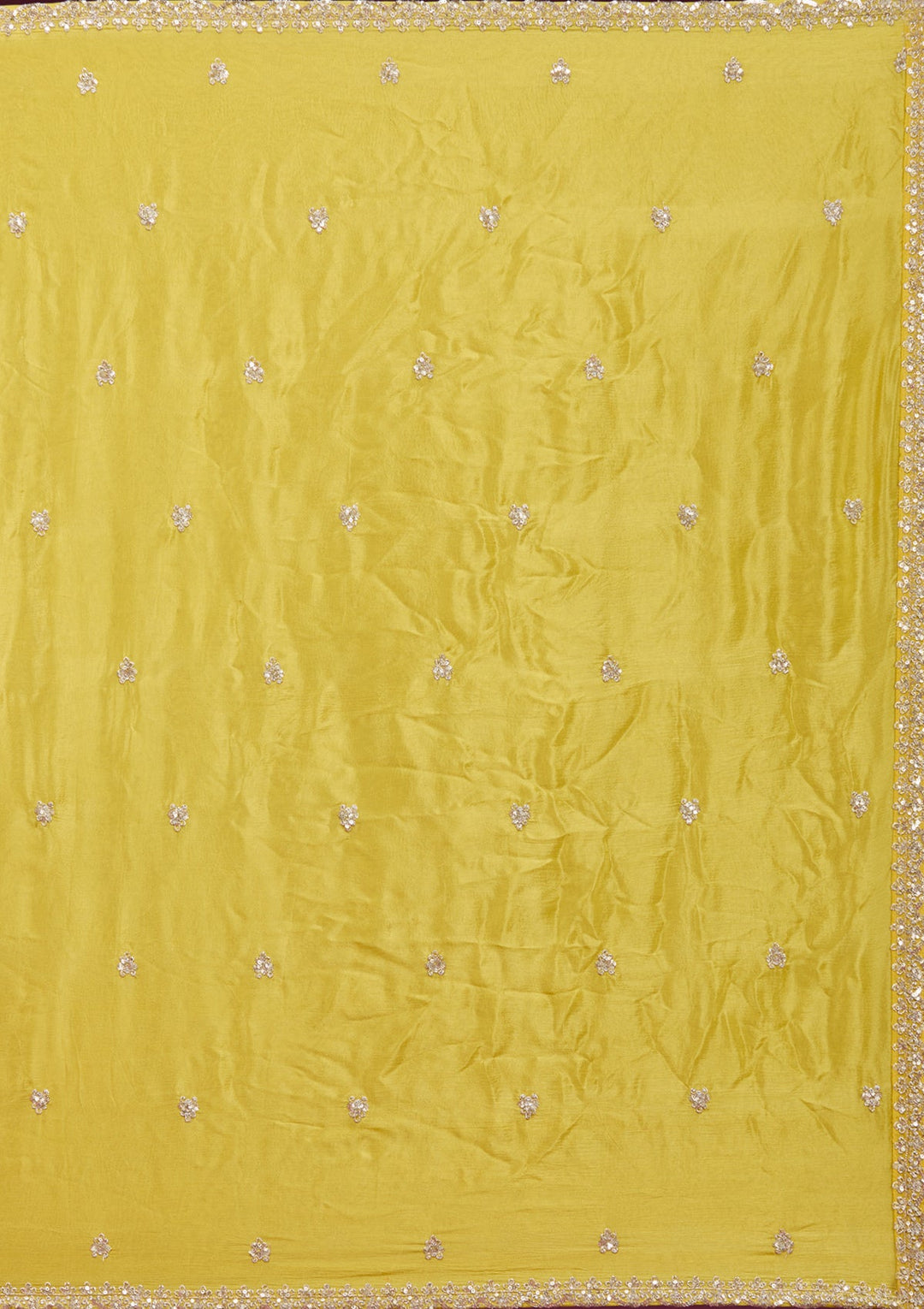 Yellow Sequins Crepe Readymade Salwar Suit_koskii