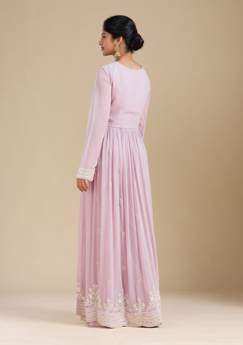 Mauve Cutdana Georgette Readymade Salwar Suit-Koskii