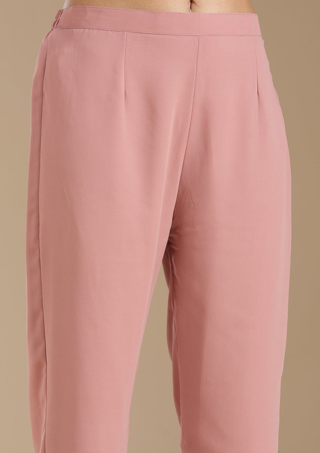 Peach Sequins Georgette Readymade Salwar Suit_koskii