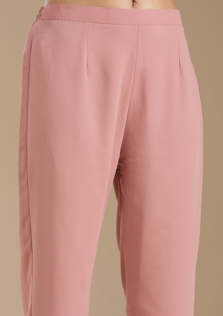 Peach Sequins Georgette Readymade Salwar Suit_koskii