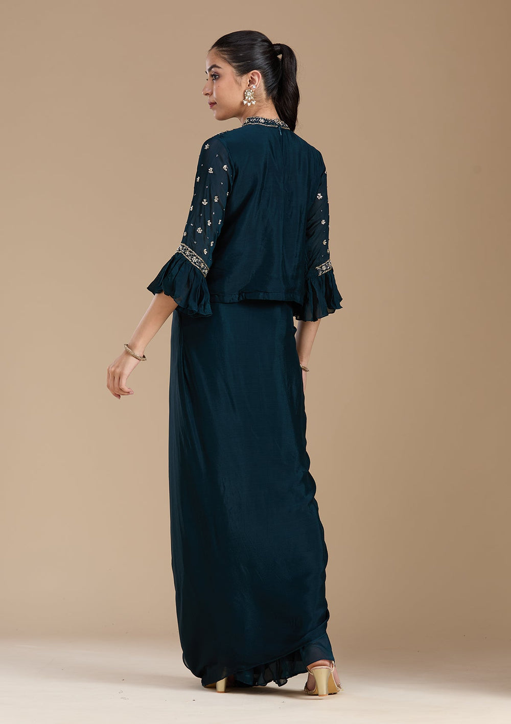Navy Blue Cutdana Georgette Readymade Salwar Suit-koskii