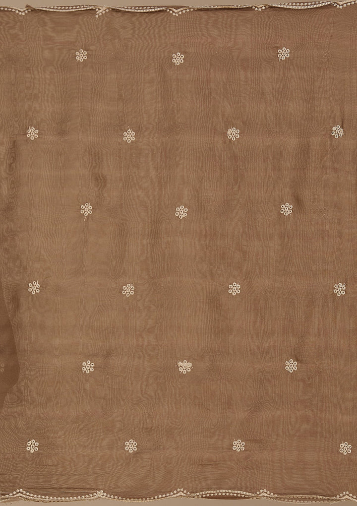 Beige Threadwork Chanderi Readymade Salwar Suit_koskii