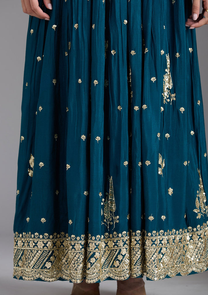 Navy Blue Cutdana Chinon Readymade Salwar Suit