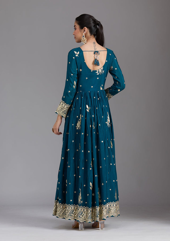 Navy Blue Cutdana Chinon Readymade Salwar Suit-koskii