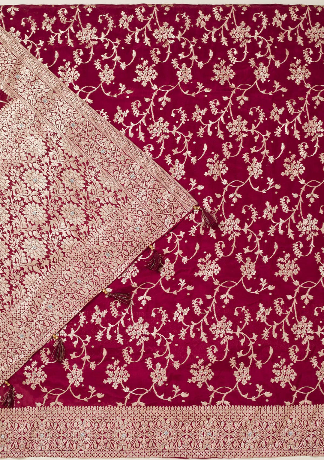 Maroon Zariwork Semi Crepe Unstitched Salwar Suit-koskii