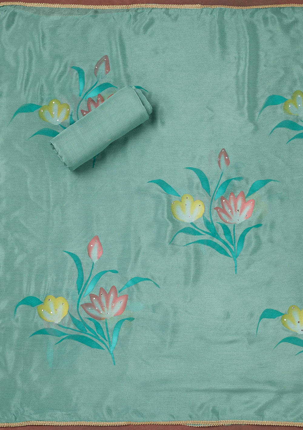 Beige Zariwork (Gold) Organza Saree-koskii