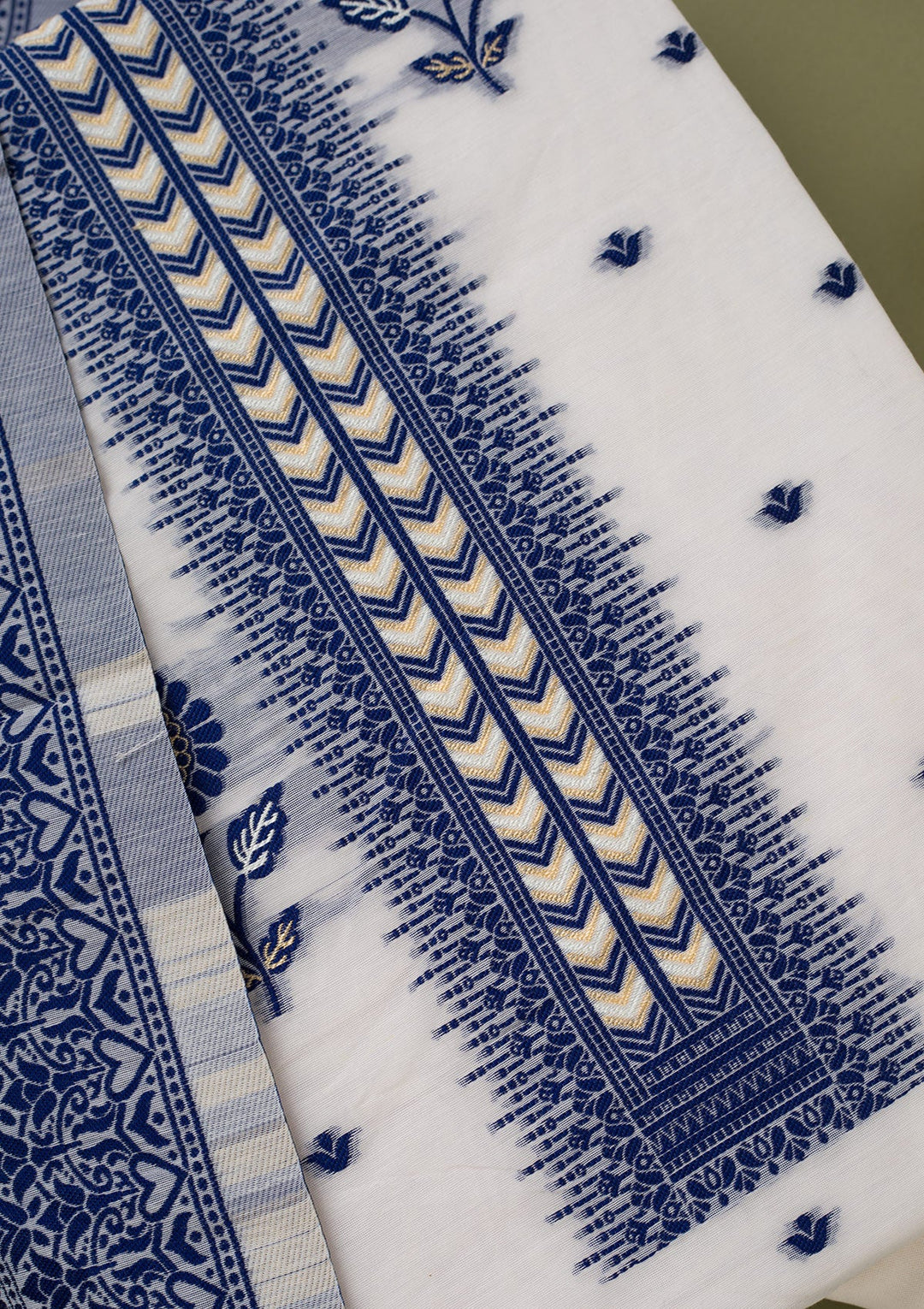 Cream Threadwork Linen Unstitched Salwar Suit-koskii