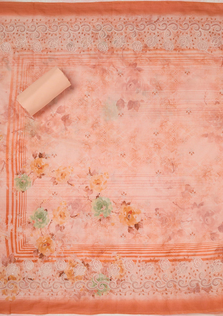 Beige Cording Chinon Readymade salwar suit-koskii