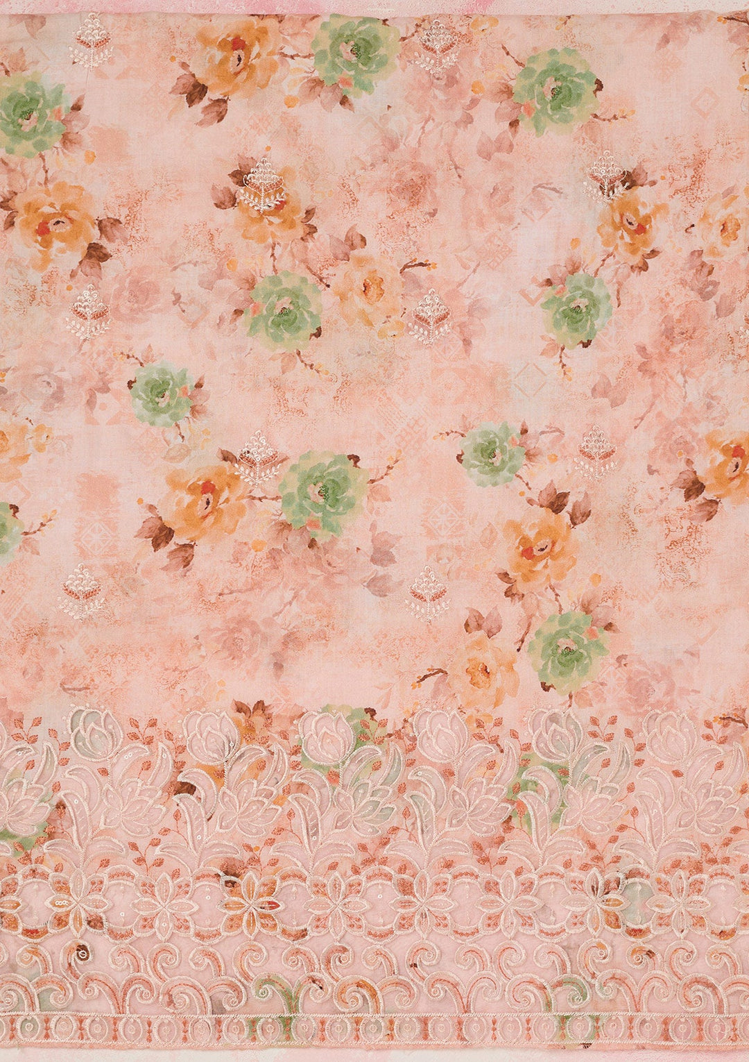 Beige Cording Chinon Readymade salwar suit-koskii