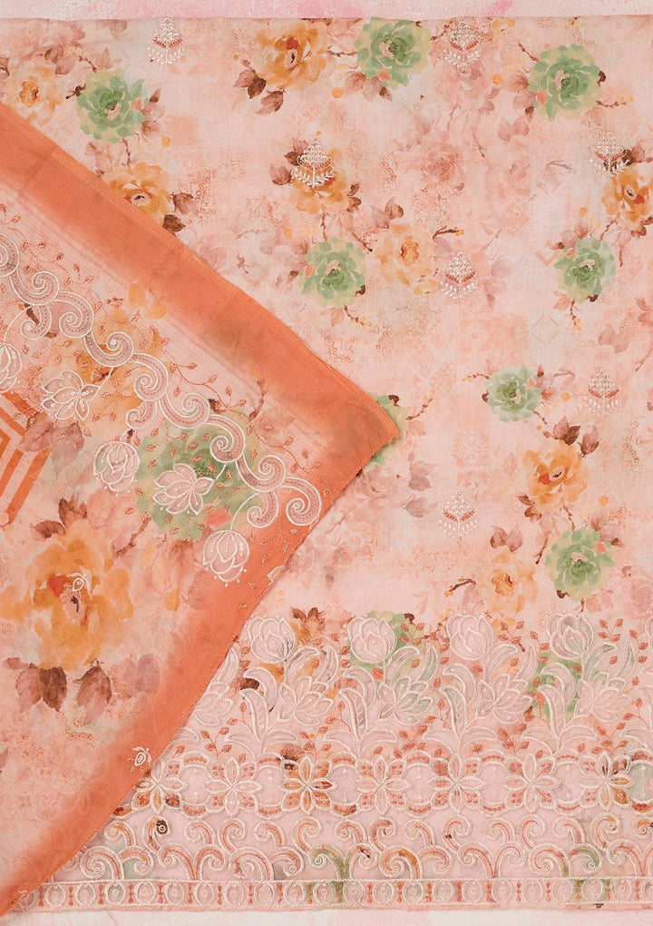 Beige Cording Chinon Readymade salwar suit-koskii