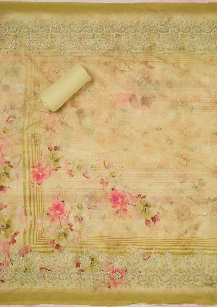 Rama Green Zariwork (Gold) Chinon Readymade salwar suit-koskii