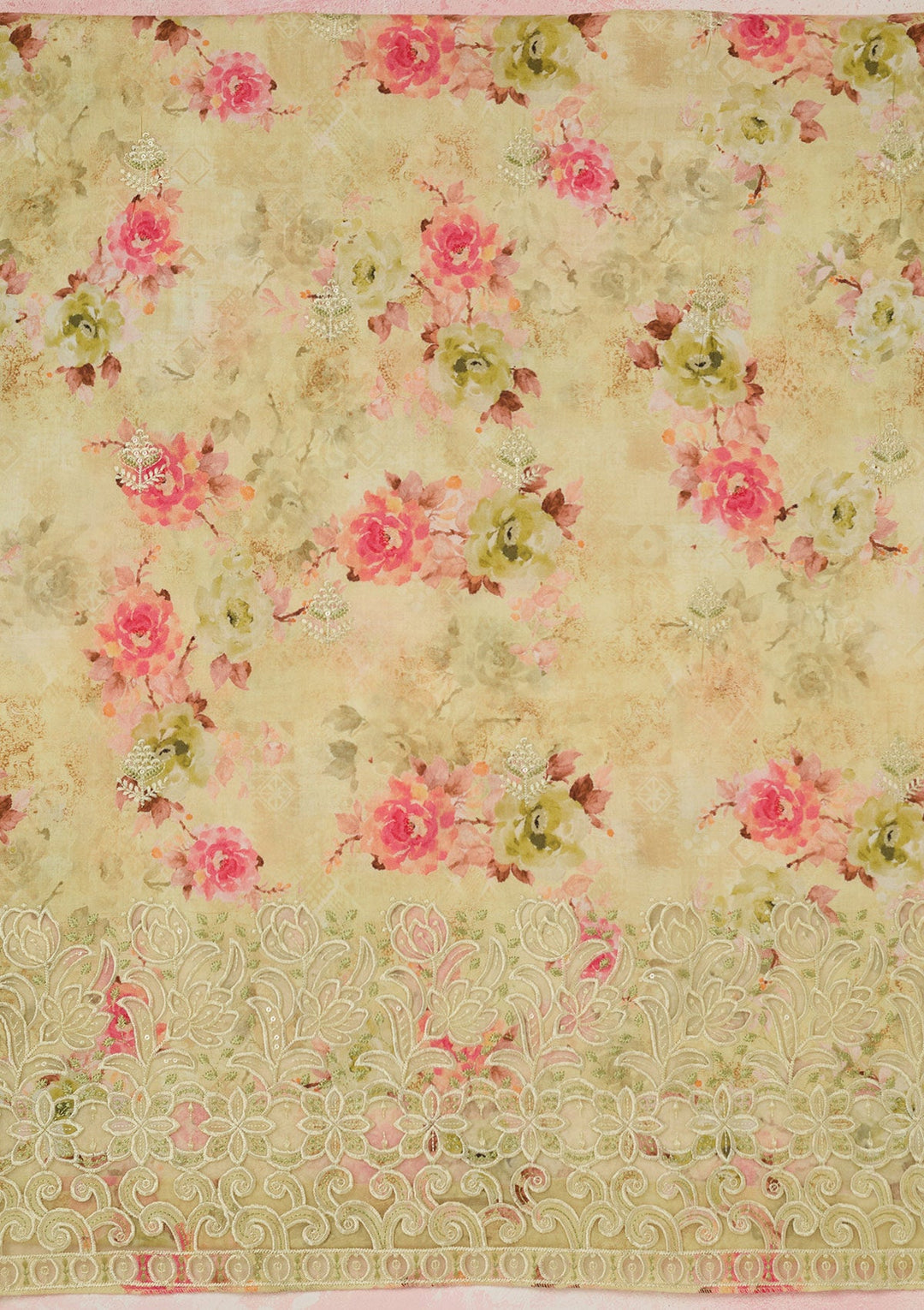 Rama Green Zariwork (Gold) Chinon Readymade salwar suit-koskii