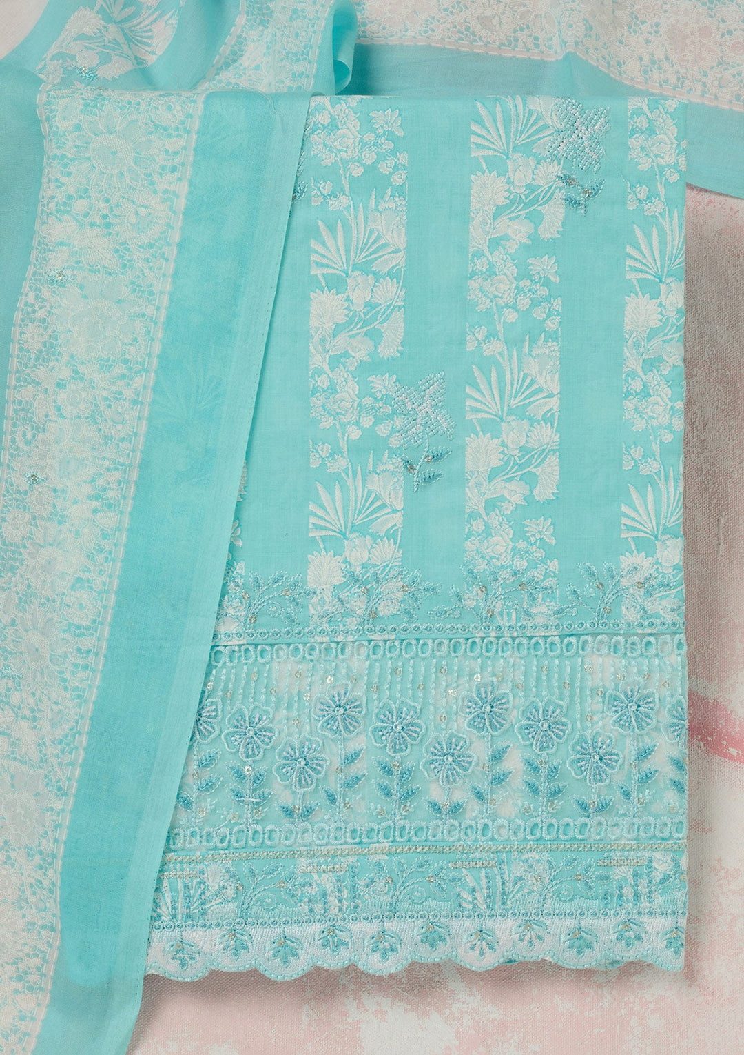 Onion Pink Cording Dola Silk Readymade salwar suit-koskii