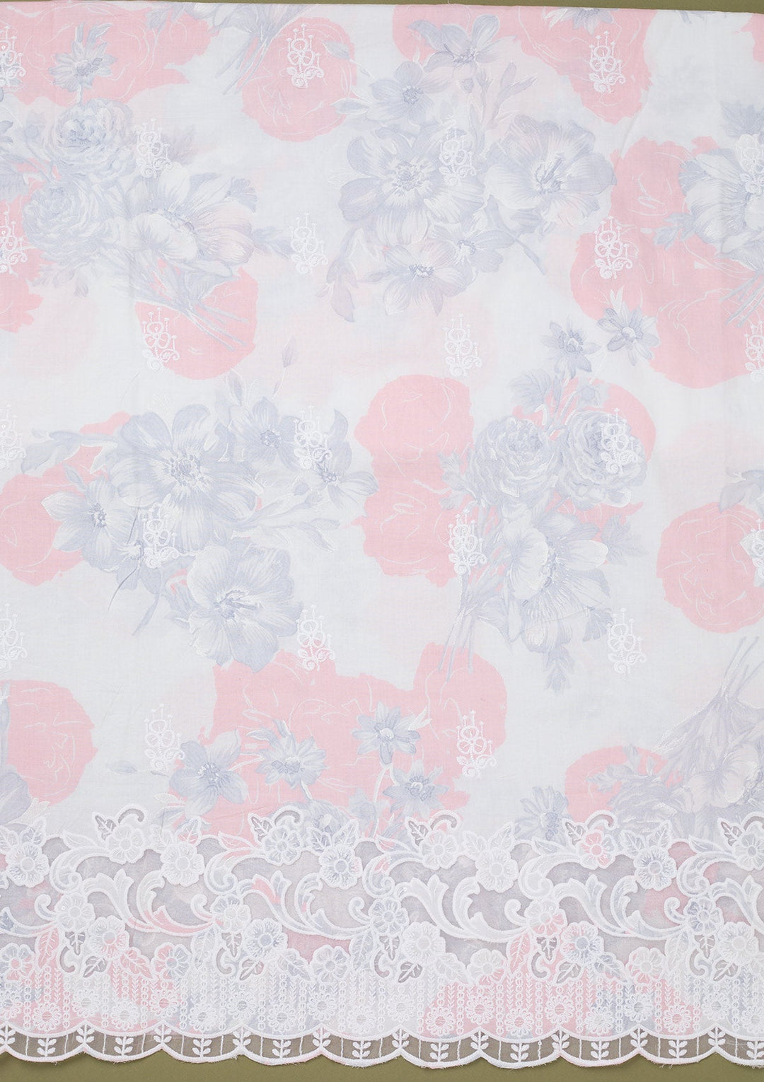 Pink Threadwork Cotton Unstitched Salwar Suit-koskii