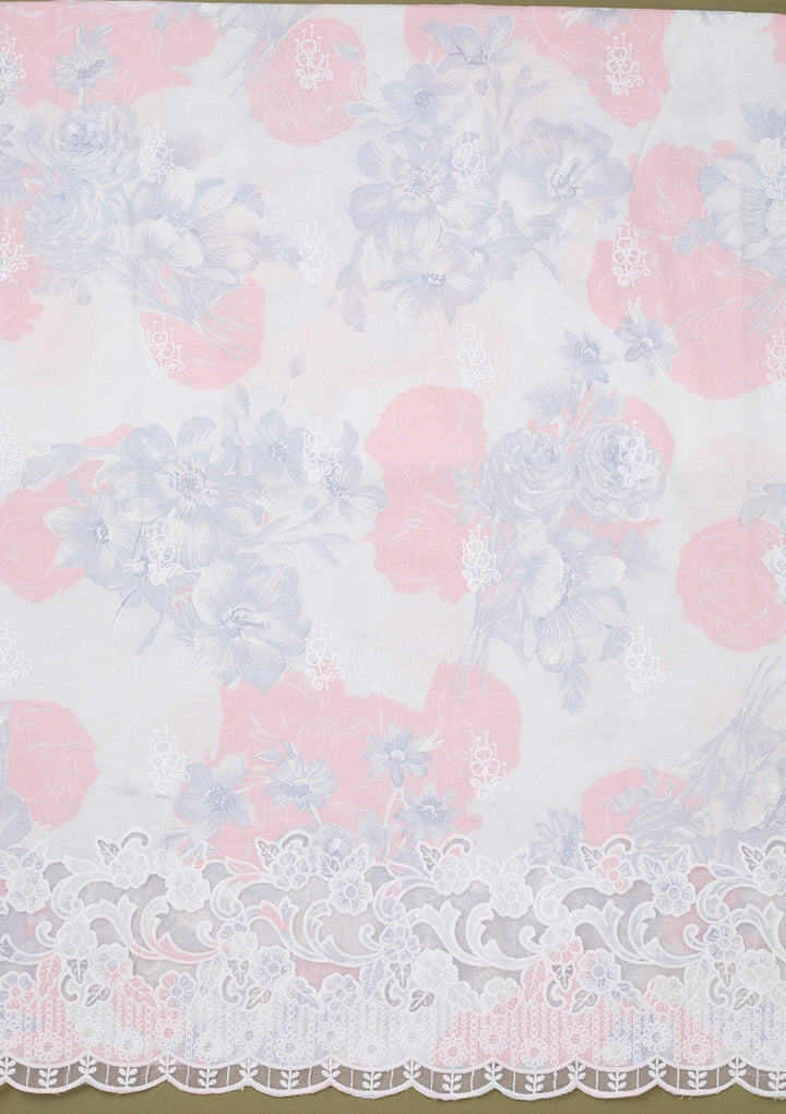 Pink Threadwork Cotton Unstitched Salwar Suit-koskii