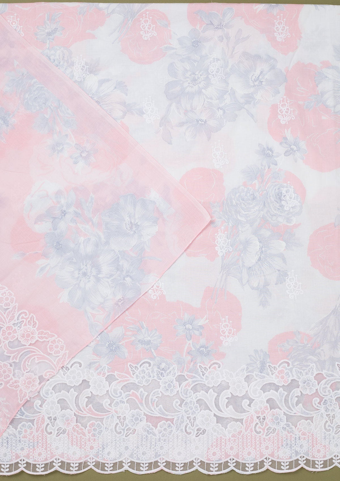 Pink Threadwork Cotton Unstitched Salwar Suit-koskii