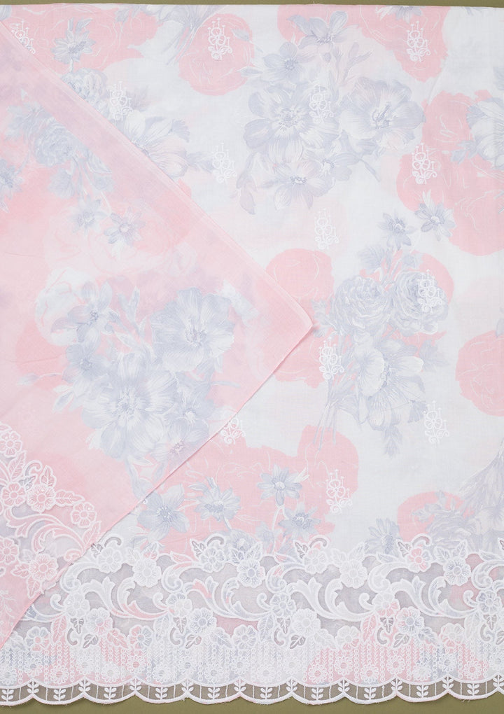 Pink Threadwork Cotton Unstitched Salwar Suit-koskii