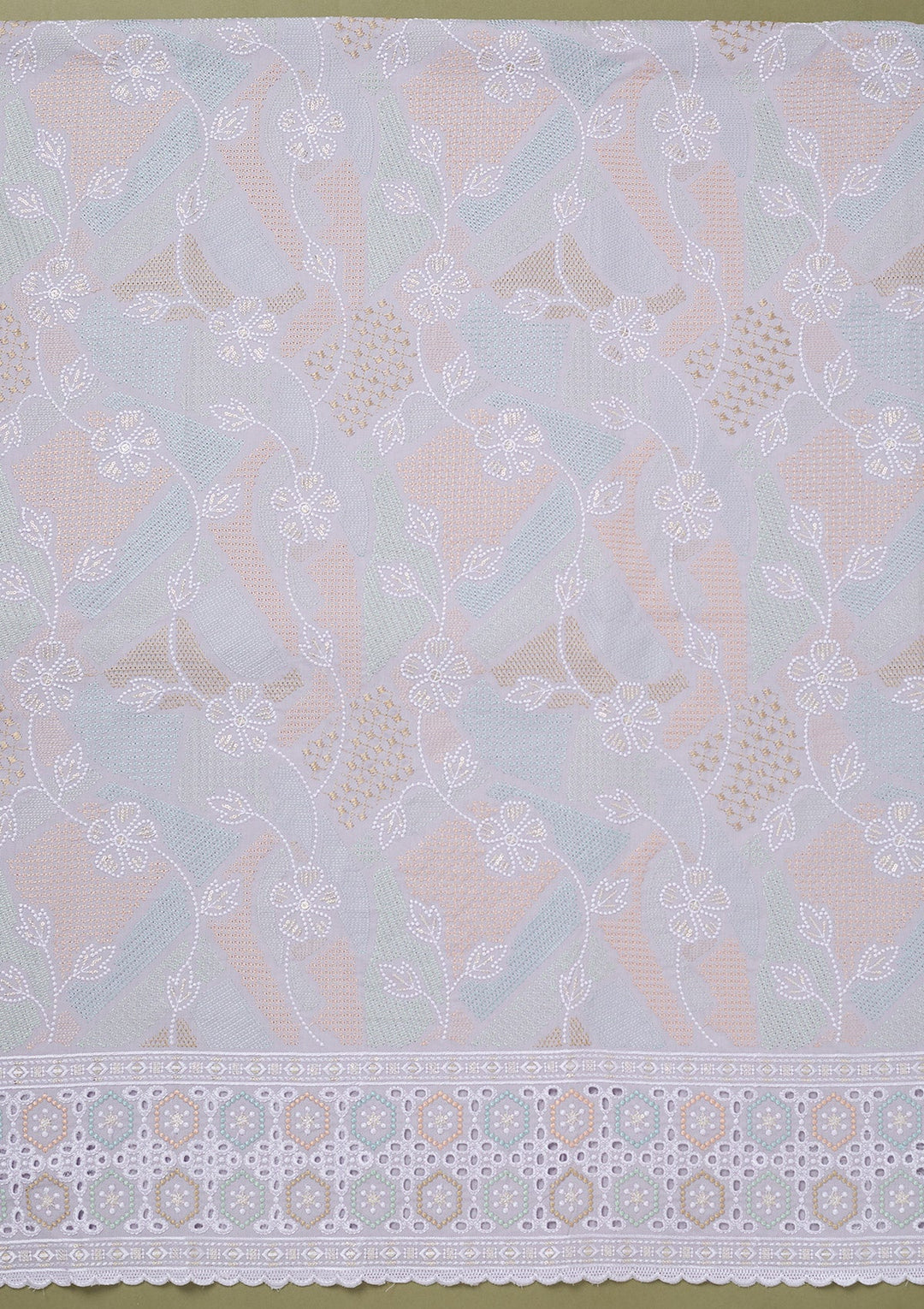 Lavender Threadwork Cotton Unstitched Salwar Suit-koskii