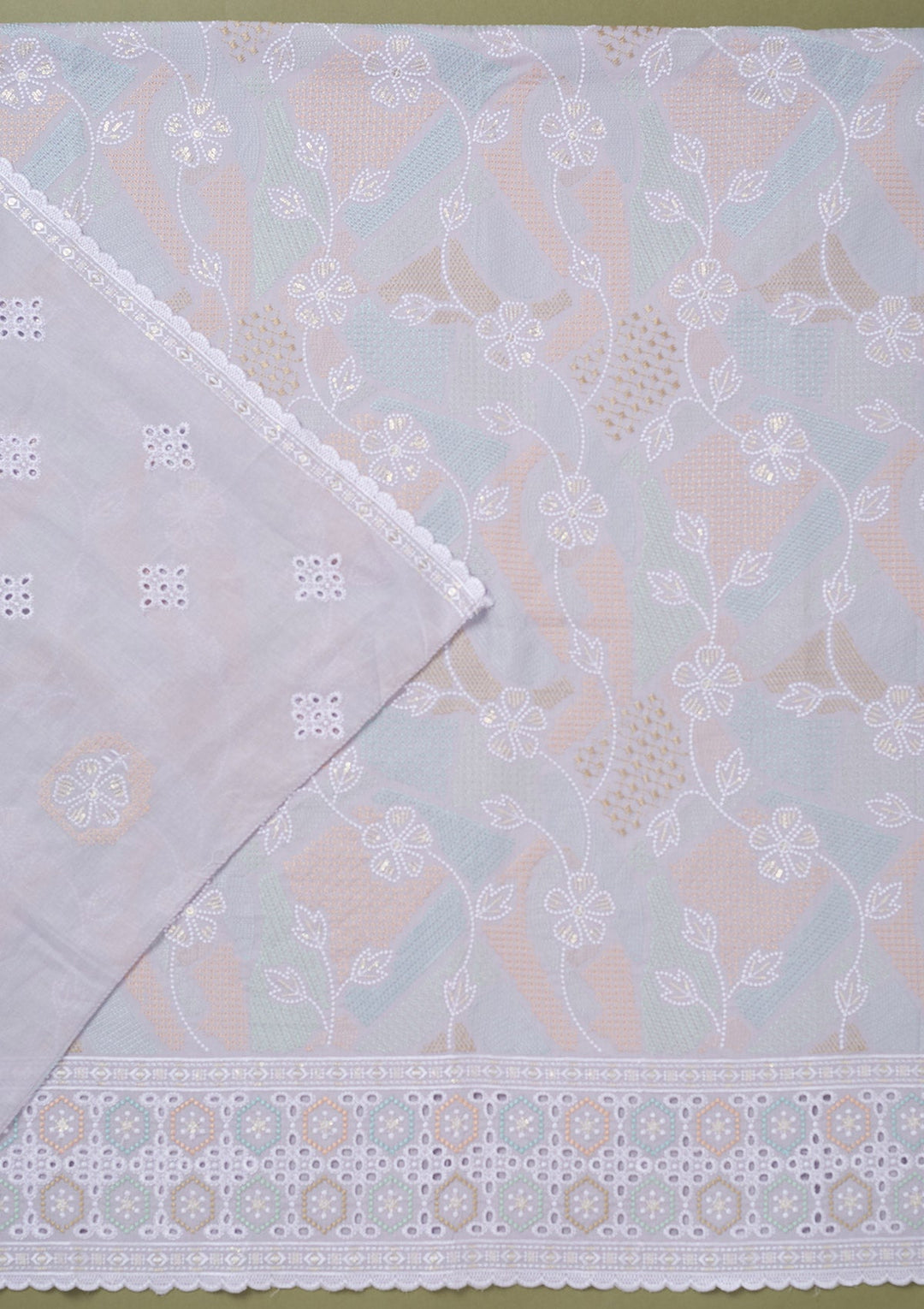 Lavender Threadwork Cotton Unstitched Salwar Suit-koskii