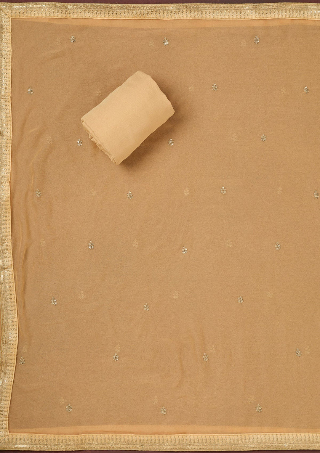 Cream Zariwork Dola Silk Unstitched Salwar Suit-koskii