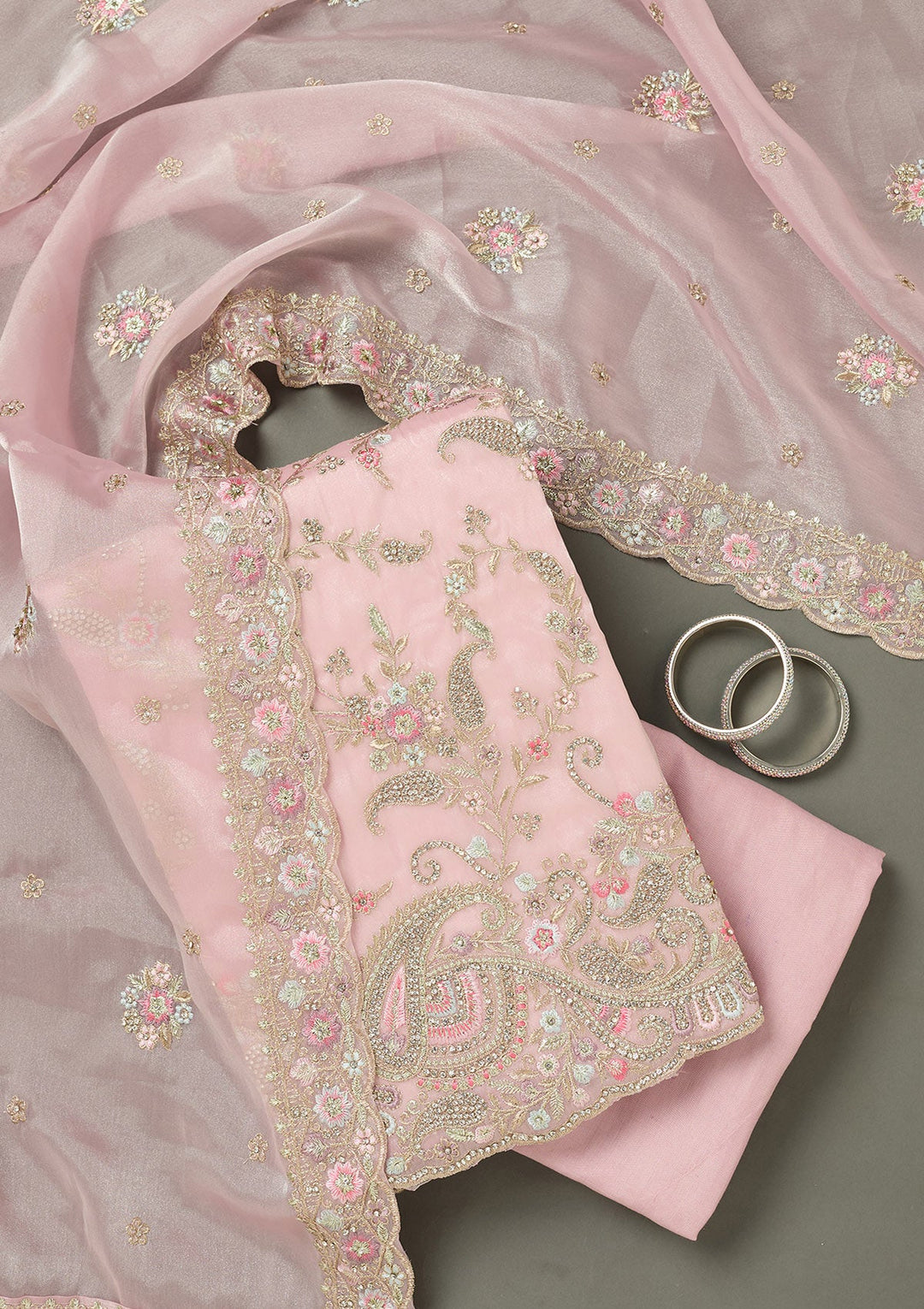 Pista Green Stonework (Gold) Tissue Saree-koskii