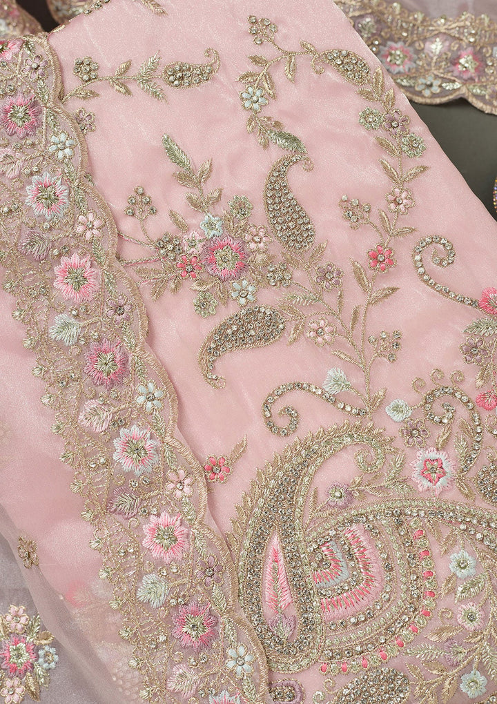 Pista Green Stonework (Gold) Tissue Saree-koskii