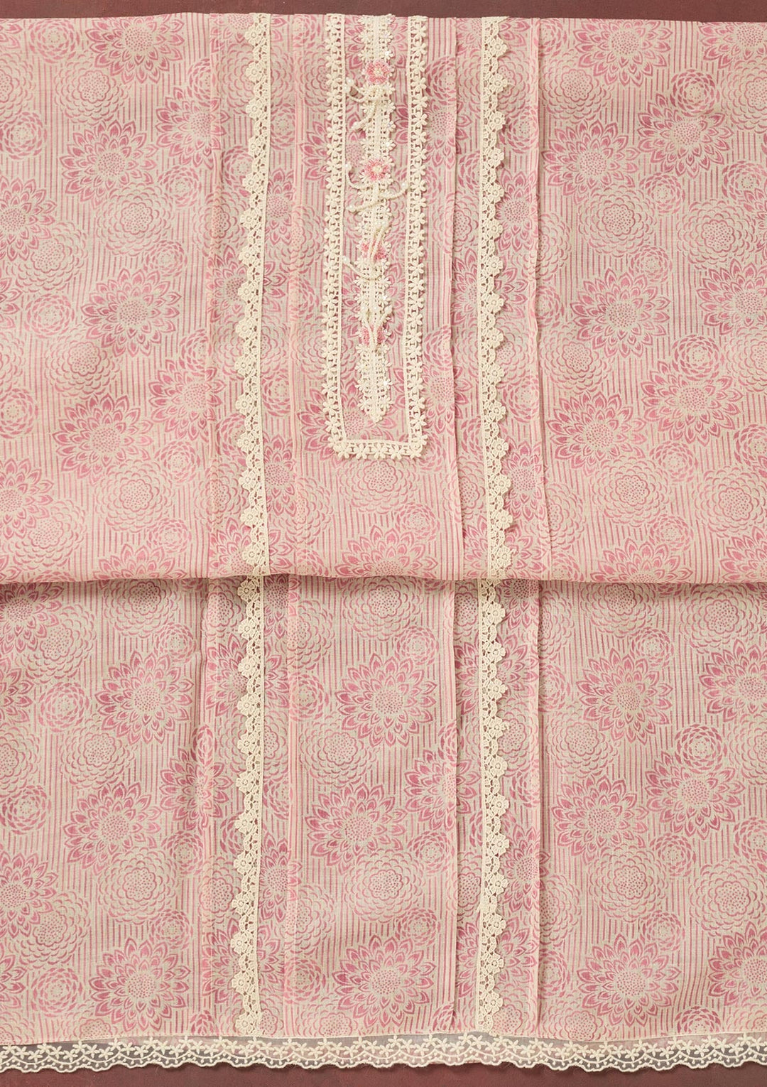 Onion Pink Zariwork Cotton Unstitched Salwar Suit-koskii