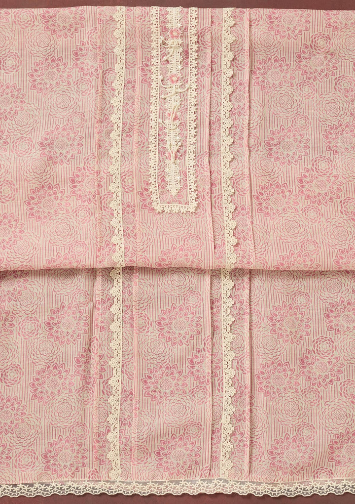 Onion Pink Zariwork Cotton Unstitched Salwar Suit-koskii