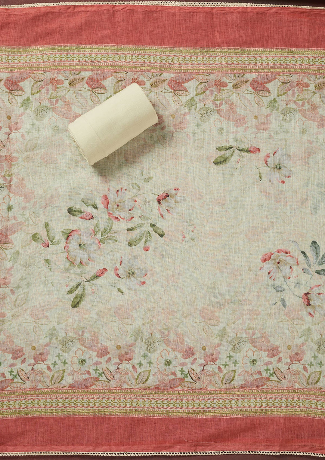 Rust Zariwork (Gold) Cotton Unstitched Salwar Suit-koskii