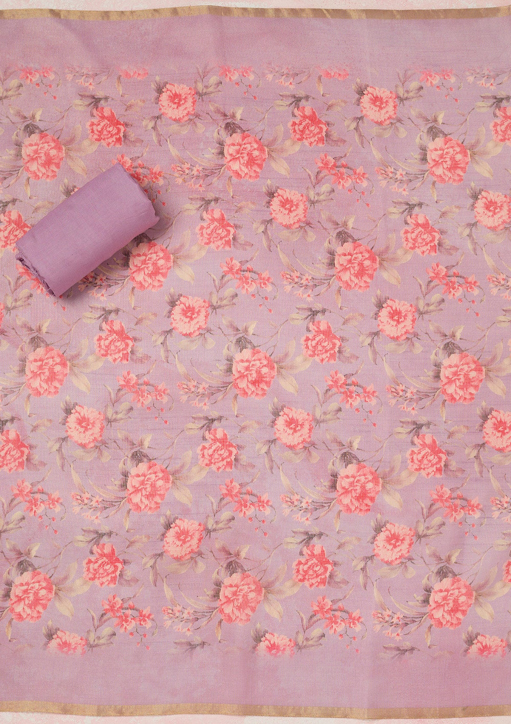 Beige Zariwork (Gold) Organza Saree-koskii