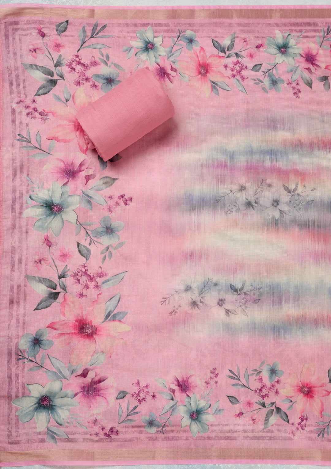 Multi Zariwork (Gold) Chanderi Unstitched Salwar Suit-Koskii