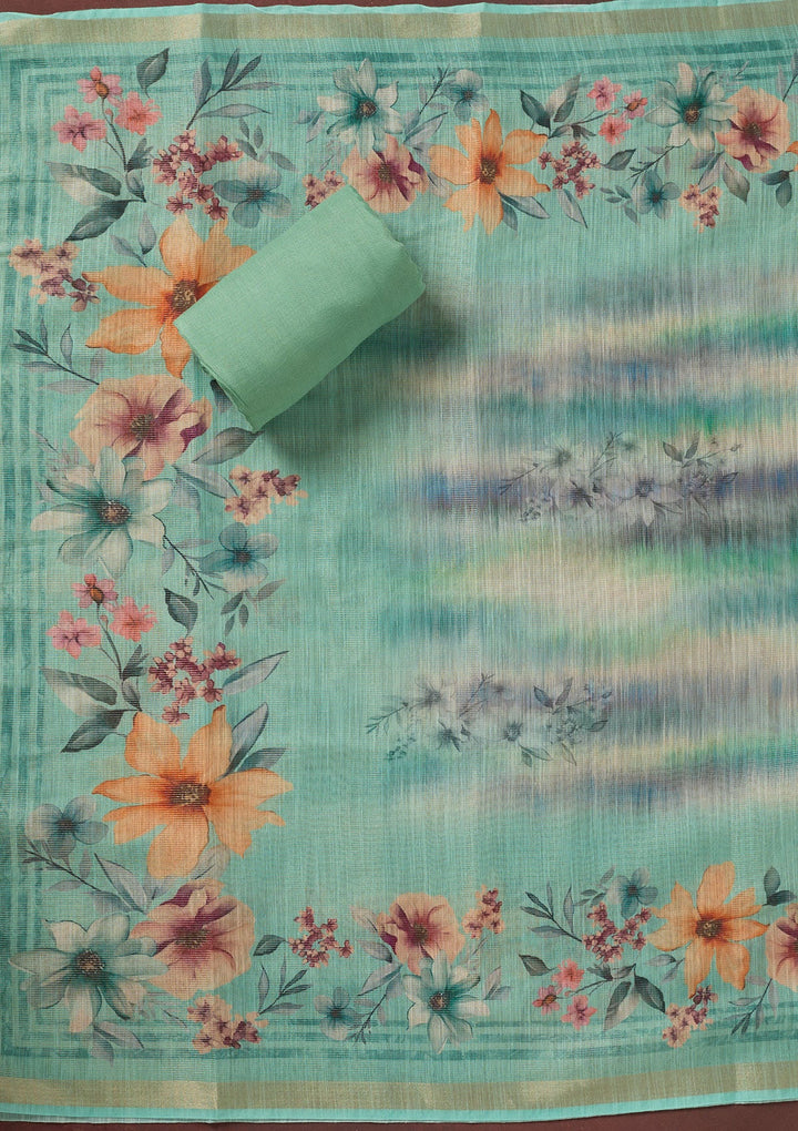 Multi Threadwork Linen Unstitched Salwar Suit-koskii