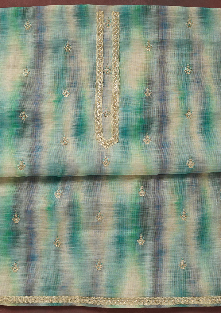 Multi Threadwork Linen Unstitched Salwar Suit-koskii