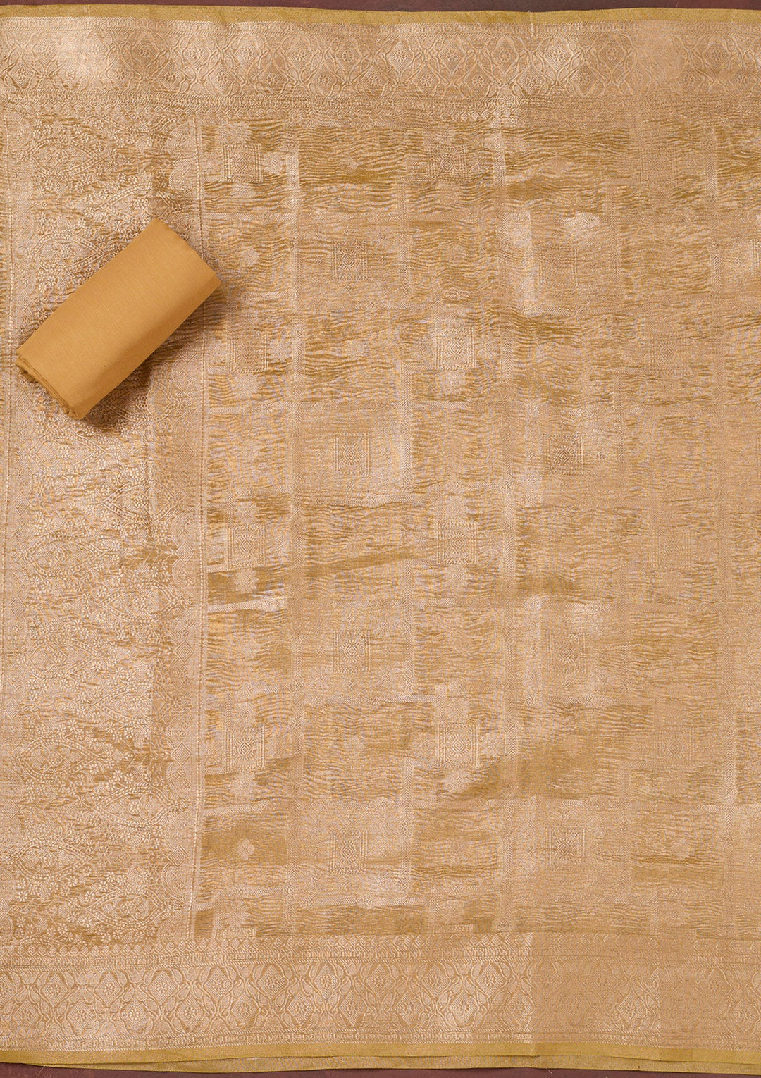 Gold Zardozi (Gold) Tissue Unstitched Salwar Suit-koskii