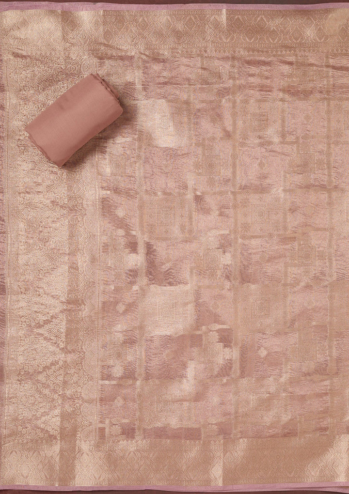 Lavender Zardozi (Gold) Tissue Unstitched Salwar Suit-koskii