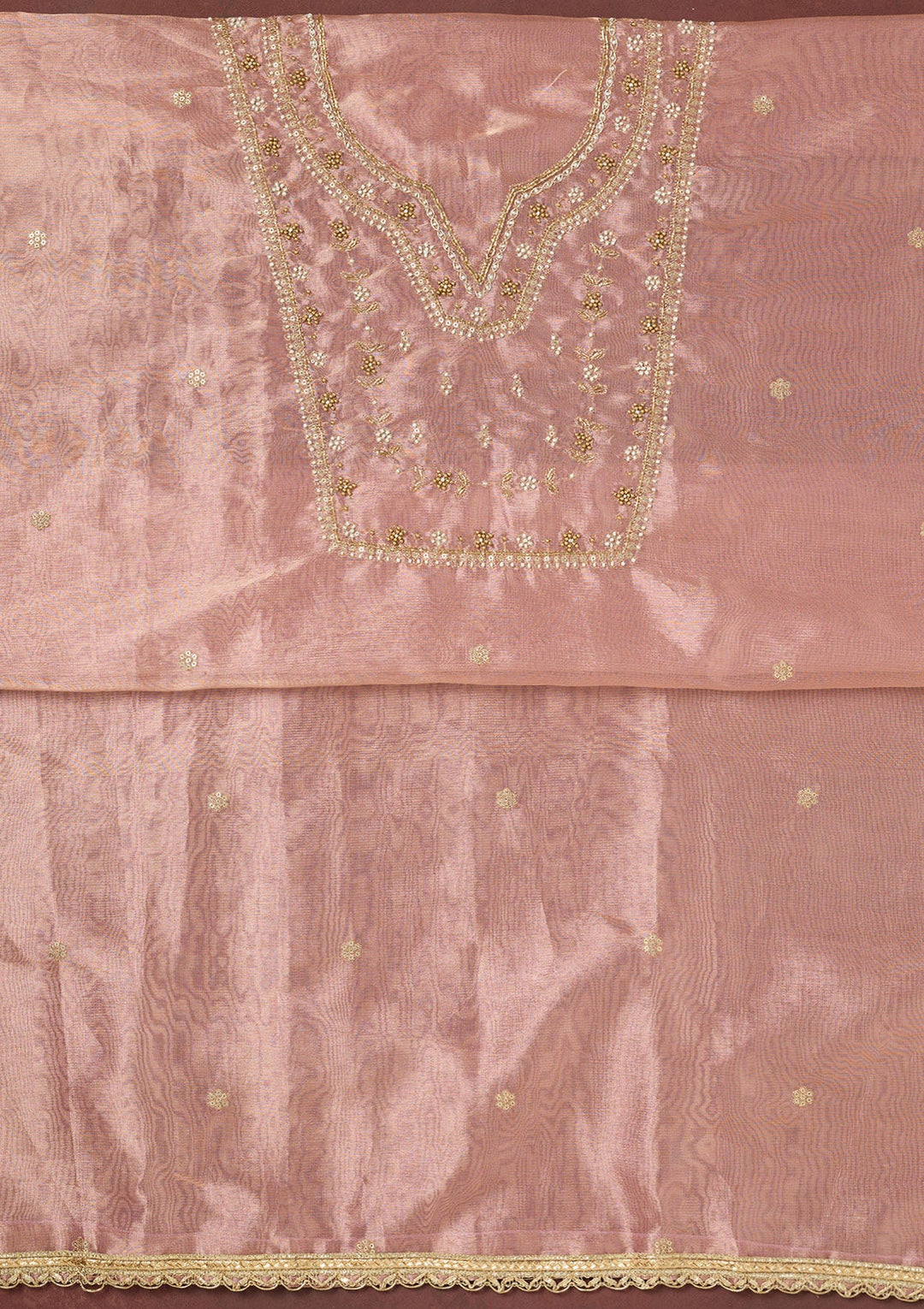 Lavender Zardozi (Gold) Tissue Unstitched Salwar Suit-koskii