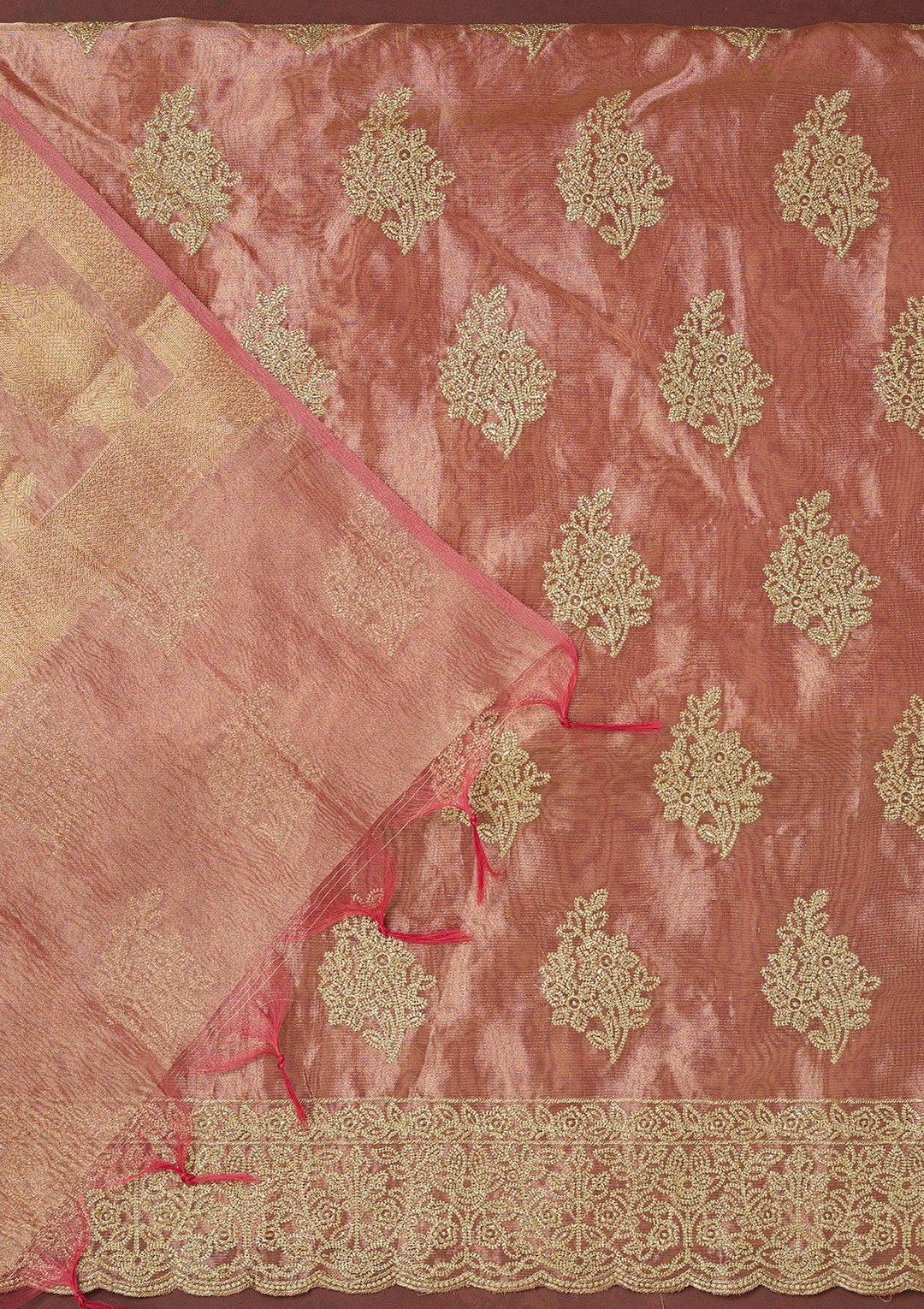 Sky Blue Cording Tissue Saree-koskii