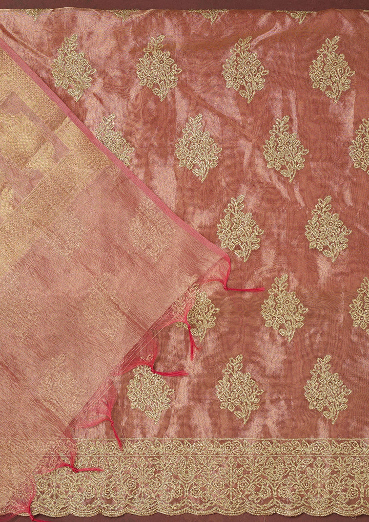 Sky Blue Cording Tissue Saree-koskii