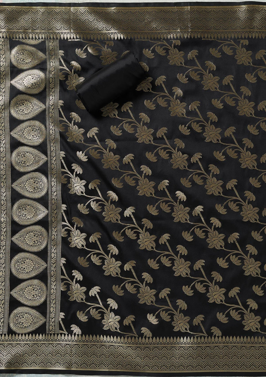 Grey Zariwork (Gold) Banarasi Unstitched Salwar Suit-koskii