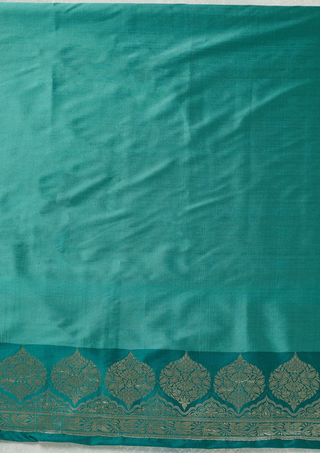 Sea Green Zariwork (Gold) Banarasi Unstitched Salwar Suit-koskii