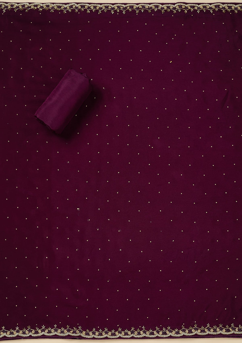 Purple Stonework Georgette Unstitched Salwar Suit-Koskii