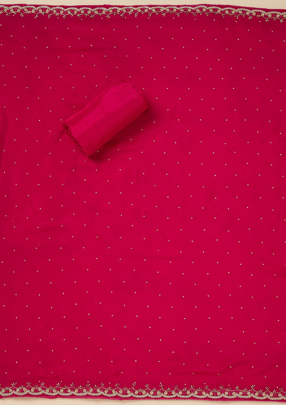 Rani Pink Stonework Georgette Unstitched Salwar Suit-Koskii