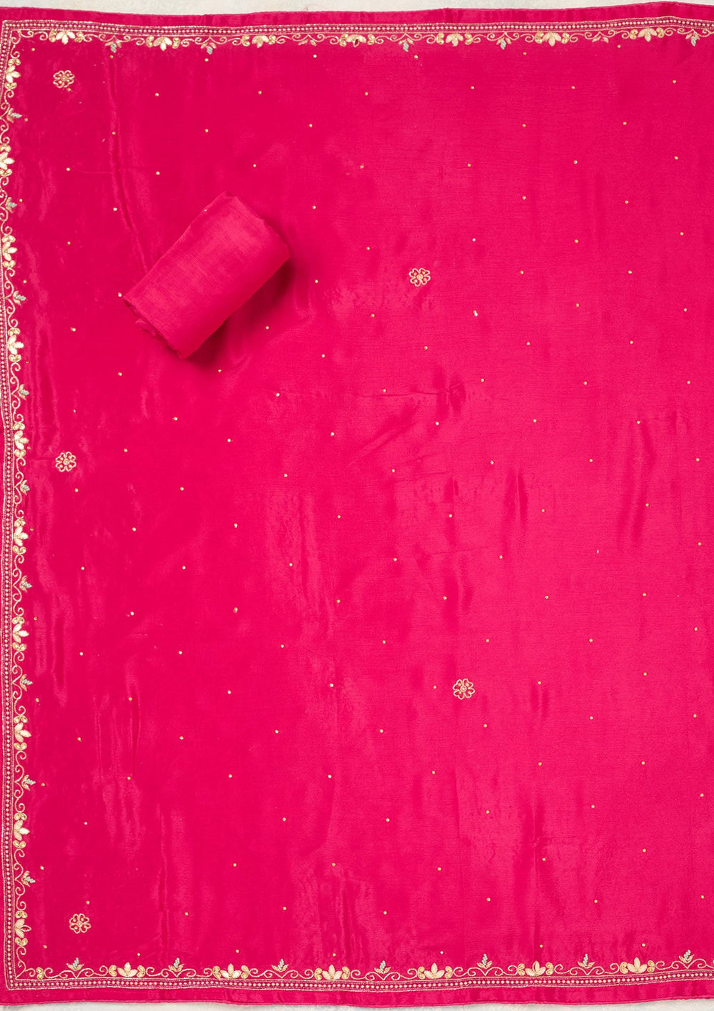 Rani Pink Stonework Georgette Unstitched Salwar Suit-Koskii