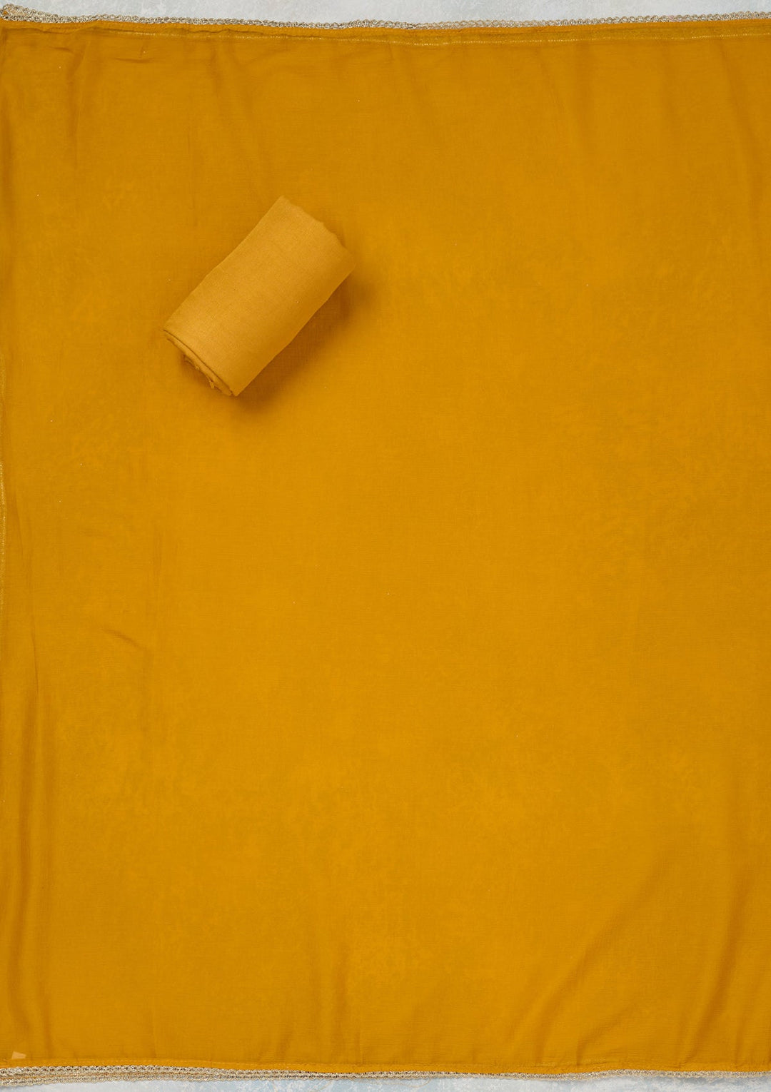 Mustard Threadwork Georgette Unstitched Salwar Suit_koskii