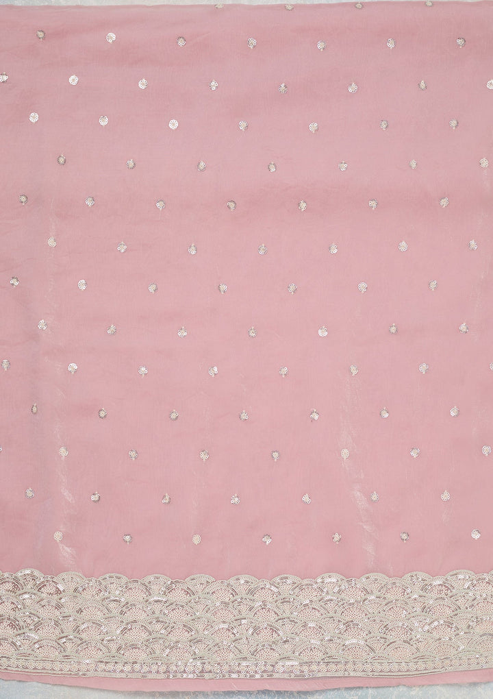 Pink Sequins Tissue Unstitched Salwar Suit_koskii