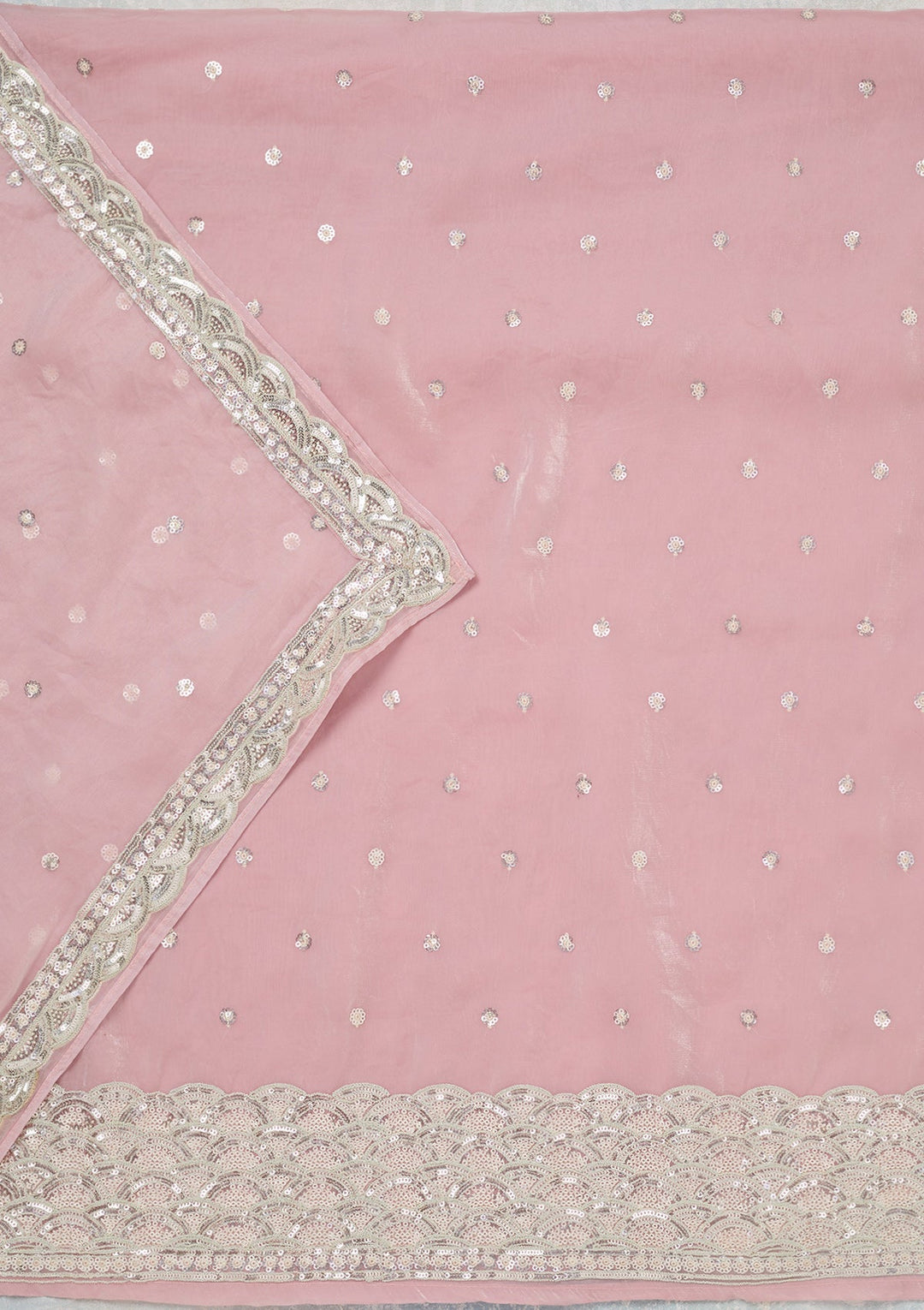 Pink Sequins Tissue Unstitched Salwar Suit_koskii