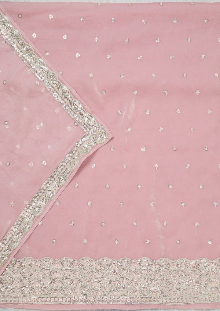 Pink Sequins Tissue Unstitched Salwar Suit_koskii