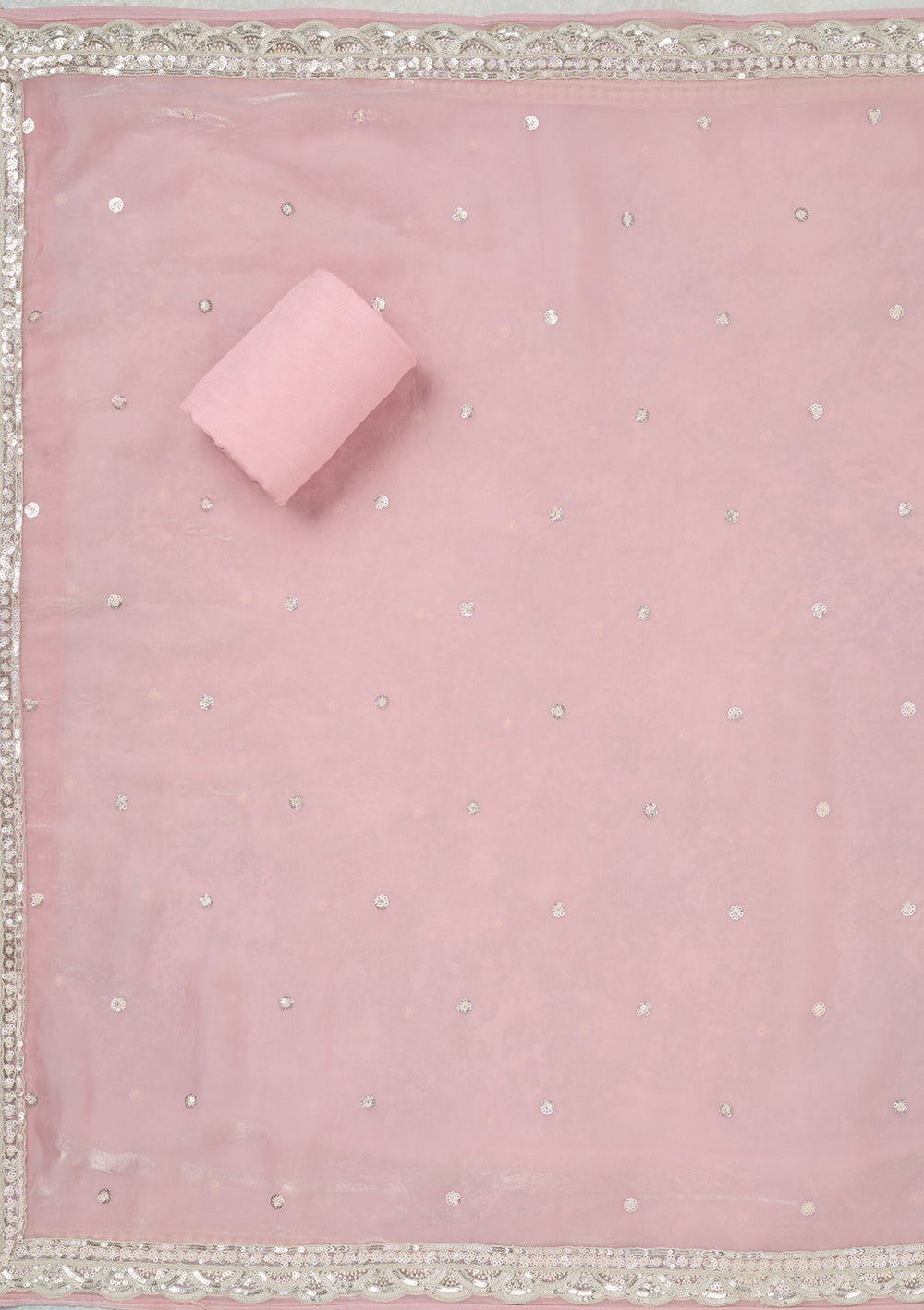 Pink Sequins Tissue Unstitched Salwar Suit_koskii